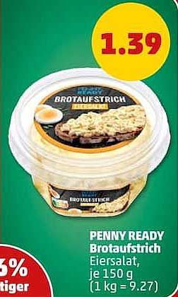 PENNY READY Brotaufstrich Eiersalat, je 150 g (1 kg = 9.27)