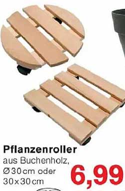 Pflanzenroller aus Buchenholz, Ø 30 cm oder 30x30 cm