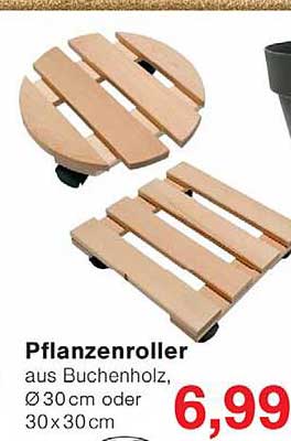 Pflanzenroller aus Buchenholz, Ø 30cm oder 30x30cm