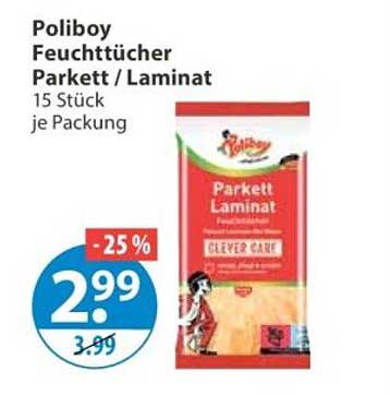 Poliboy Feuchttücher Parkett / Laminat 15 Stück je Packung