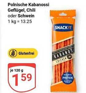 Polnische Kabanossi Geflügel, Chili oder Schwein 1 kg = 13.25