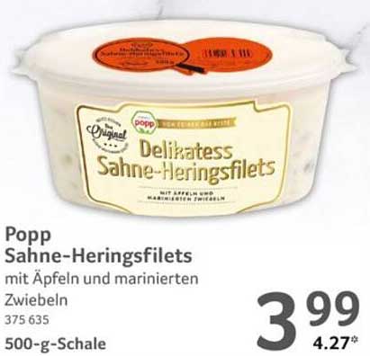 Popp Sahne-Heringsfilets mit Äpfeln und marinierten Zwiebeln