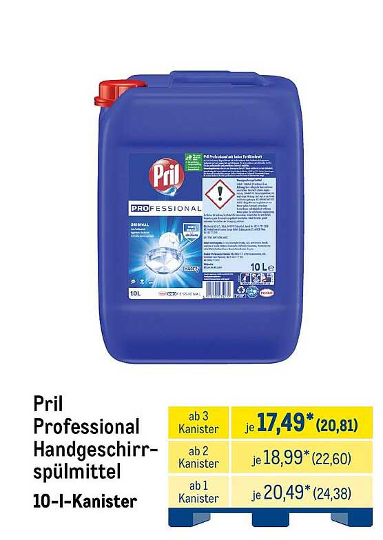 Pril Professional Handgeschirrspülmittel 10-l-Kanister