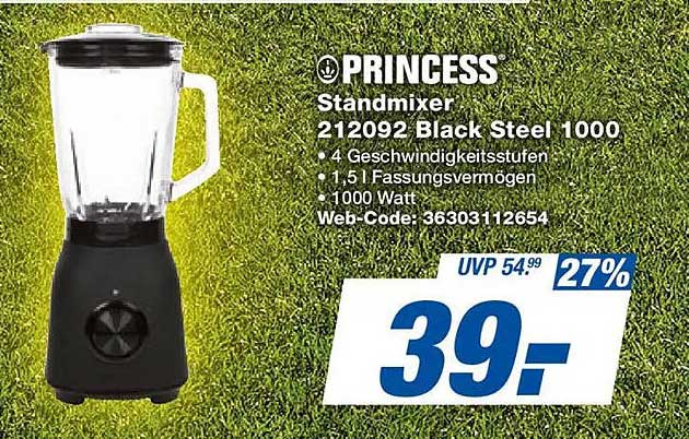 PRINCESS Standmixer 212092 Black Steel 1000