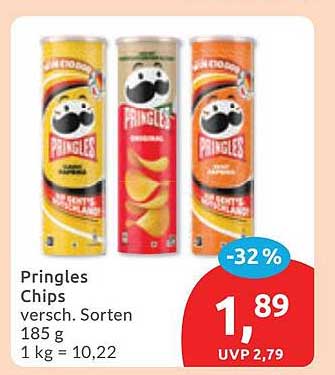 Pringles Chips versch. Sorten 185 g 1 kg = 10,22