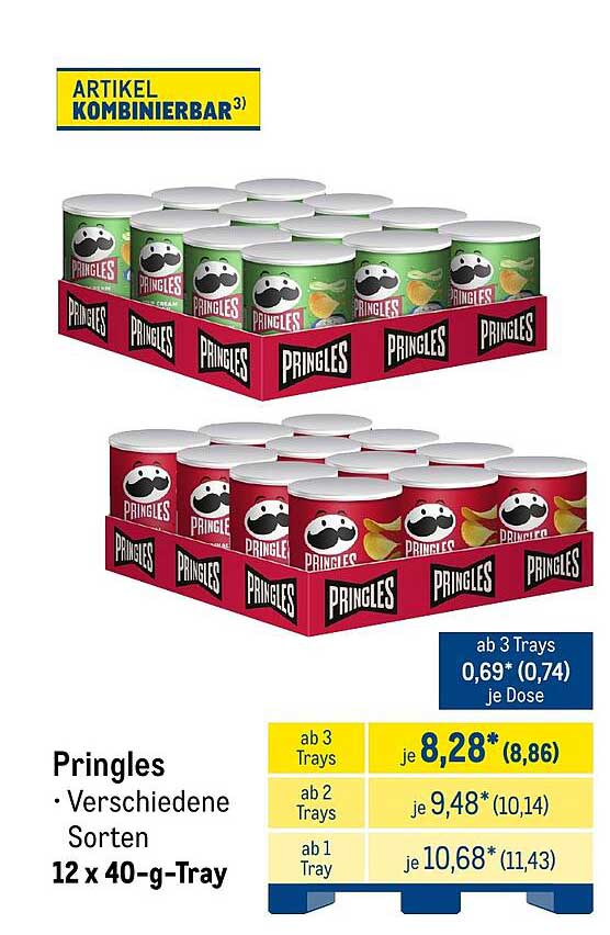 Pringles Verschiedene Sorten 12 x 40-g-Tray