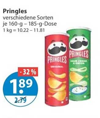 Pringles verschiedene Sorten je 160-g – 185-g-Dose