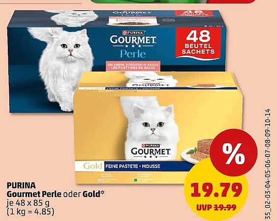 PURINA Gourmet Perle oder Gold* je 48 x 85 g (1 kg = 4.85)