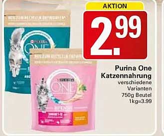Purina One Katzenahrung verschiedene Varianten 750g Beutel 1kg=3.99