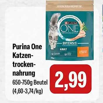 Purina One Katzentrocken-nahrung 650-750g Beutel (4,60-3,74/kg)