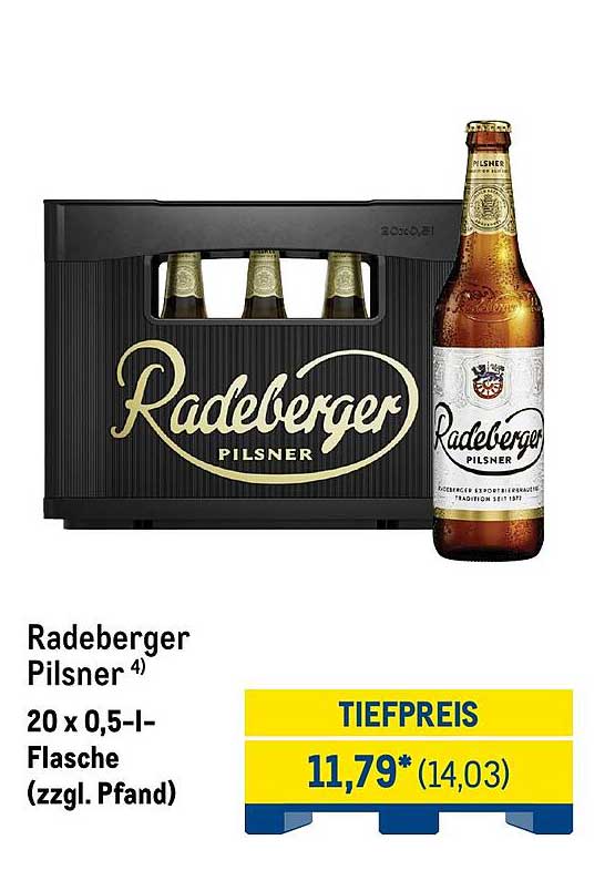 Radeberger Pilsner 4) 20 x 0,5-l-Flasche (zzgl. Pfand)