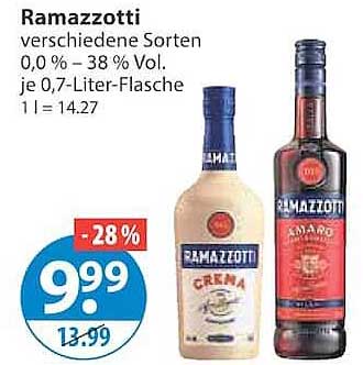 Ramazzotti verschiedene Sorten 0,0 % – 38 % Vol. je 0,7-Liter-Flasche
