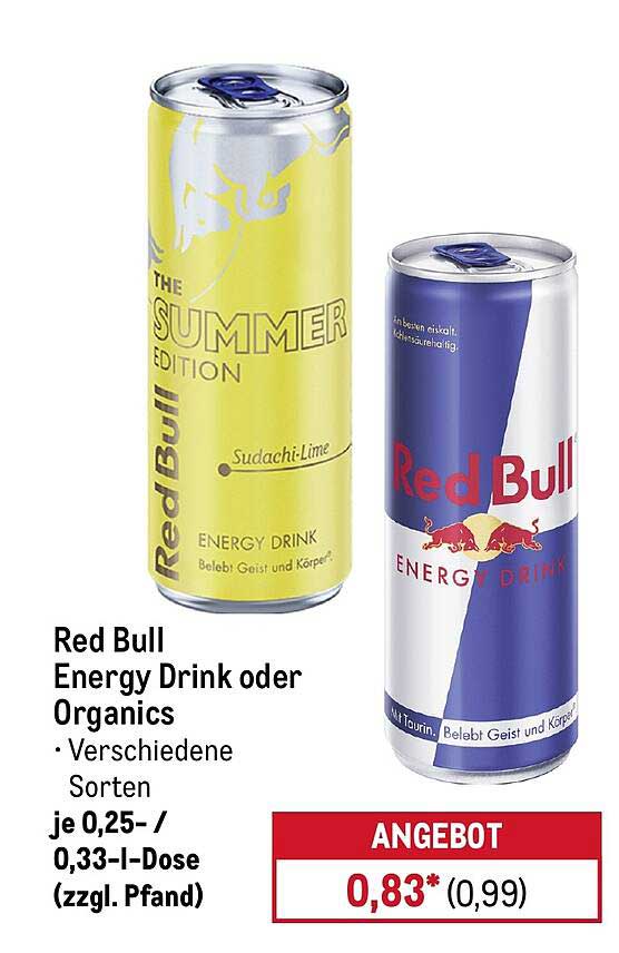 Red Bull Energy Drink oder Organics
