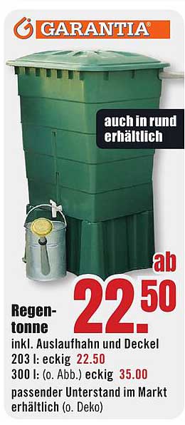 Regen-tonne inkl. Auslaufhahn und Deckel