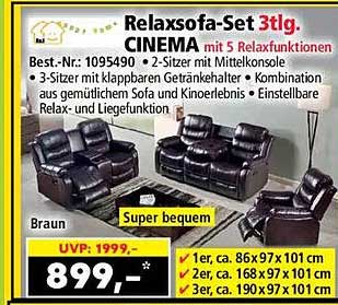 Relaxsofa-Set 3tlg. CINEMA mit 5 Relaxfunktionen