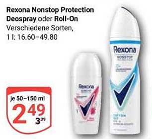 Rexona Nonstop Protection Deospray oder Roll-On Verschiedene Sorten, 1 l: 16.60–49.80