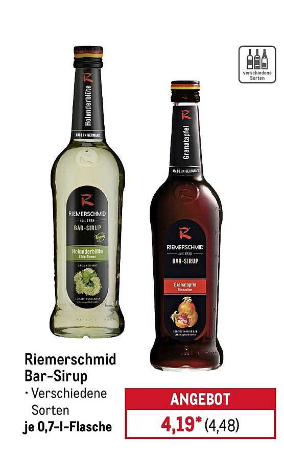 Riemerschmid Bar-Sirup · Verschiedene Sorten · je 0,7-l-Flasche