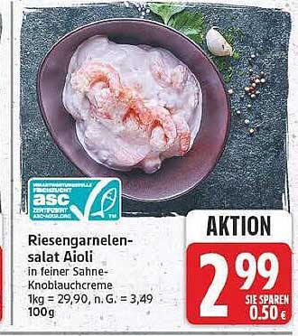 Riesengarnelen-salat Aioli in feiner Sahne-Knoblauchsauce