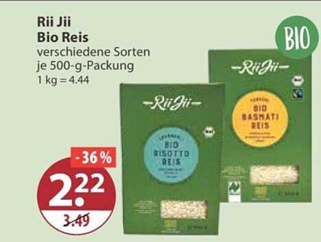 Rii Jii Bio Reis verschiedene Sorten je 500-g-Packung 1 kg = 4.44