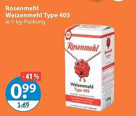 Rosenmehl Weizenmehl Type 405 je 1-kg-Packung