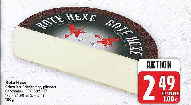 Rote Hexe Schweizer Schnittkäse, pikanter Geschmack, 55% Fett i. Tr.