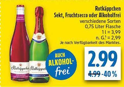 Rotkäppchen Sekt, Fruchtsecco oder Alkoholfrei verschiedene Sorten 0,75 Liter Flasche