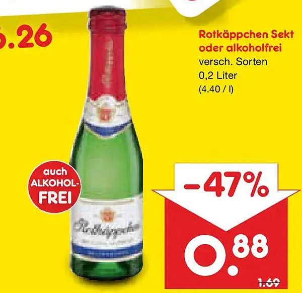 Rotkäppchen Sekt oder alkoholfrei versch. Sorten 0,2 Liter (4.40 / l)