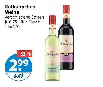 Rotkäppchen Weine verschiedene Sorten je 0,75-Liter-Flasche 1 l = 3.99