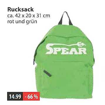 Rucksack ca. 42 x 20 x 31 cm rot und grün