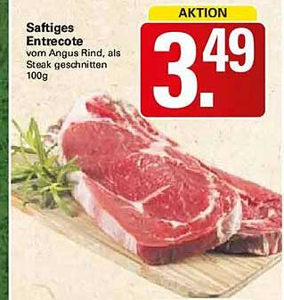 Saftiges Entrecote vom Angus Rind, als Steak geschnitten 100g