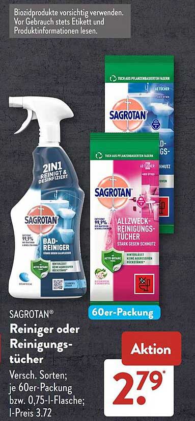 SAGROTAN® Reiniger oder Reinigungstücher