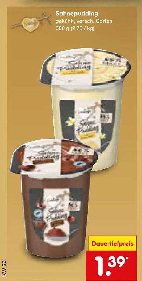 Sahnepudding gekühlt, versch. Sorten 500 g (2.78 / kg)