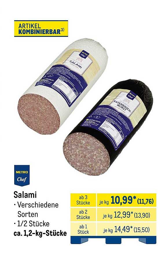 Salami - Verschiedene Sorten - 1/2 Stücke ca. 1,2-kg-Stücke