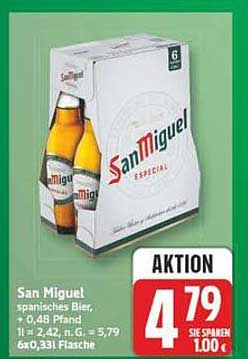 San Miguel spanisches Bier, + Pfand
