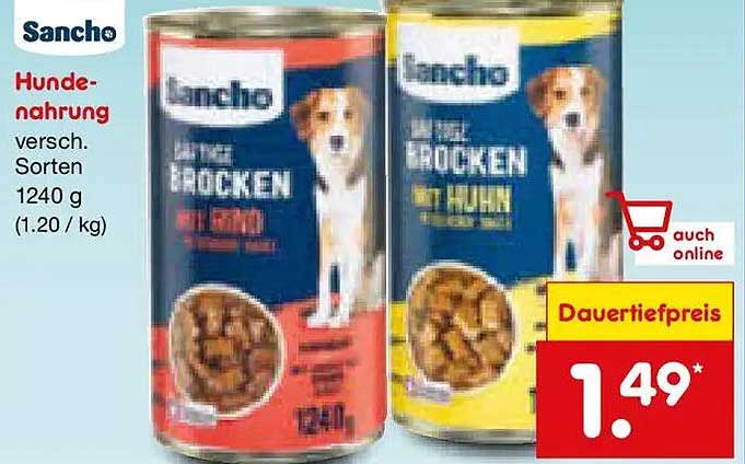 Sancho Hundenahrung versch. Sorten 1240 g (1.20 / kg)