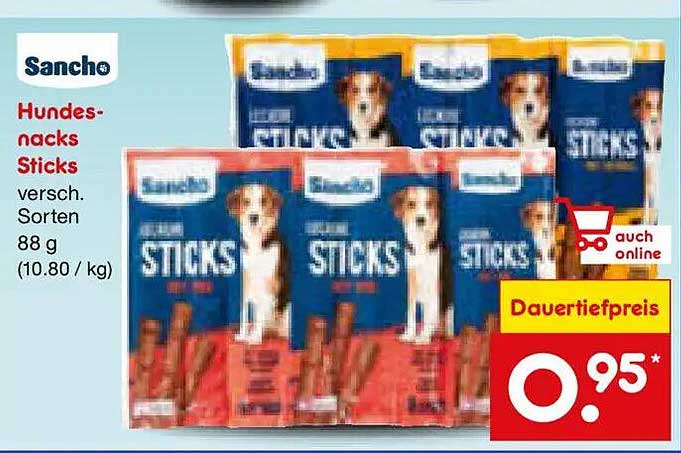 Sancho Hundes-snacks Sticks versch. Sorten 88 g (10.80 / kg)