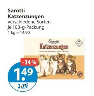 Sarotti Katzenzungen verschiedene Sorten je 100-g-Packung 1 kg = 14.90