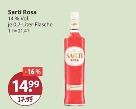 Sarti Rosa 14 % Vol. je 0,7-Liter-Flasche 1 l = 21.41