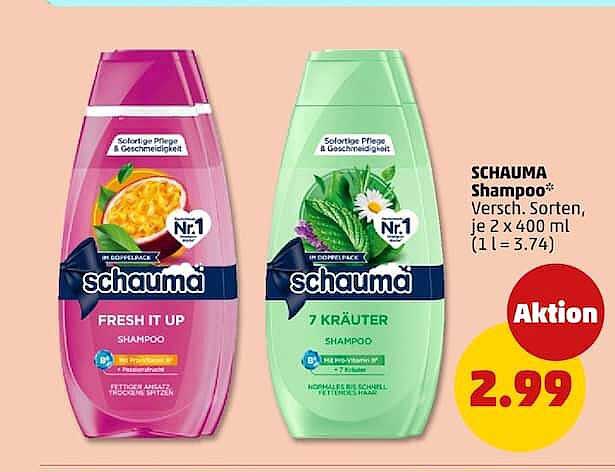 SCHAUMA Shampoo* Versch. Sorten, je 2 x 400 ml (1 l = 3.74)