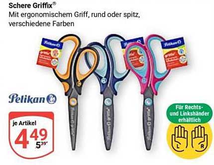Schere Griffix® Mit ergonomischem Griff, rund oder spitz, verschiedene Farben