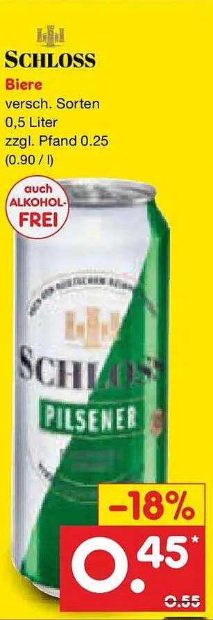 SCHLOSS Biere versch. Sorten 0,5 Liter zzgl. Pfand 0.25 (0.90 / l)