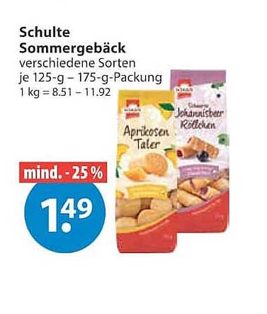 Schulte Sommergebäck verschiedene Sorten je 125-g – 175-g-Packung