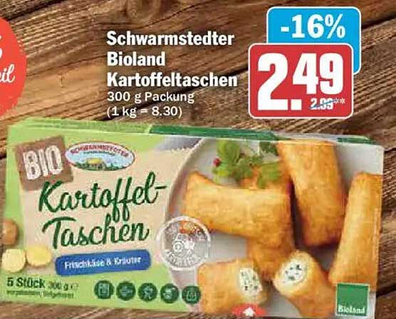 Schwarmstedter Bioland Kartoffeltaschen 300 g Packung (1 kg = 8,30)