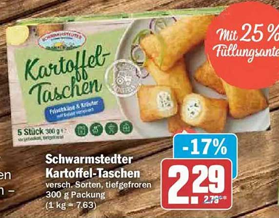 Schwarmstedter Kartoffel-Taschen versch. Sorten, tiefgefroren 300 g-Packung
