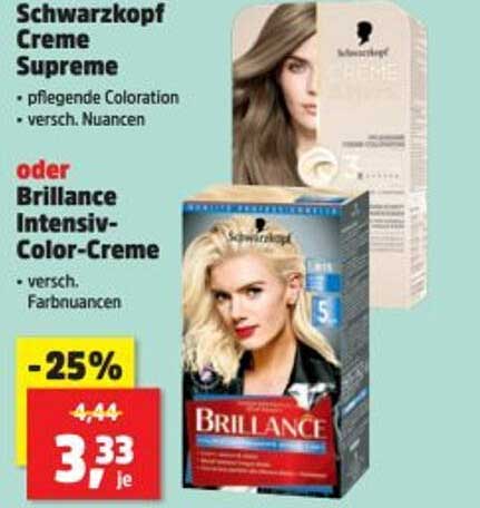 Schwarzkopf Creme Supreme oder Brillance Intensiv-Color-Creme