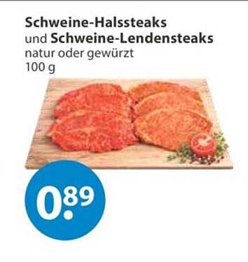 Schweine-Halssteaks und Schweine-Lendensteaks