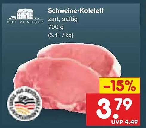 Schweine-Kotelett zart, saftig 700 g (5.41 / kg)