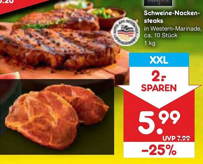 Schweine-Nackensteaks in Western-Marinade, ca. 10 Stück 1 kg