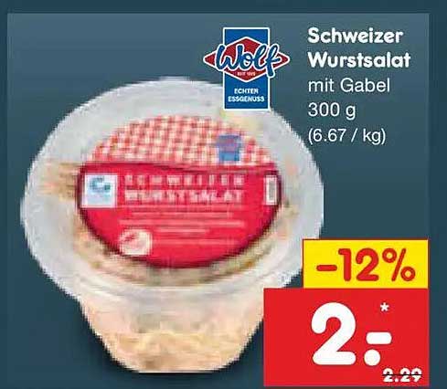 Schweizer Wurstsalat mit Gabel 300 g (6.67 / kg)