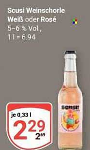 Scusi Weinschorle Weiß oder Rosé 5–6 % Vol., 1 l = 6,94